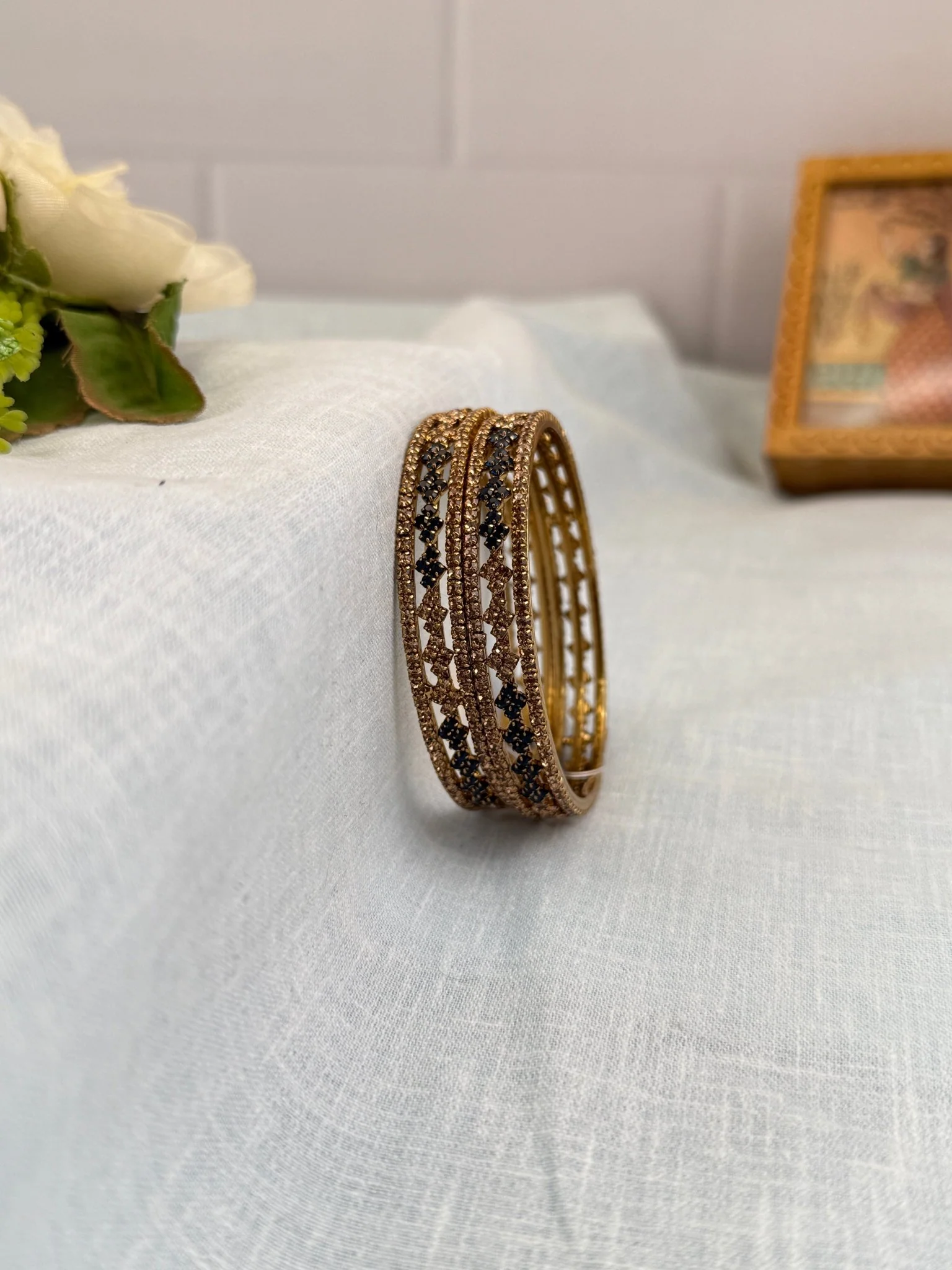 Designer Victorian Antique Stone Bangles 7000 - 9 Colors - Image 3