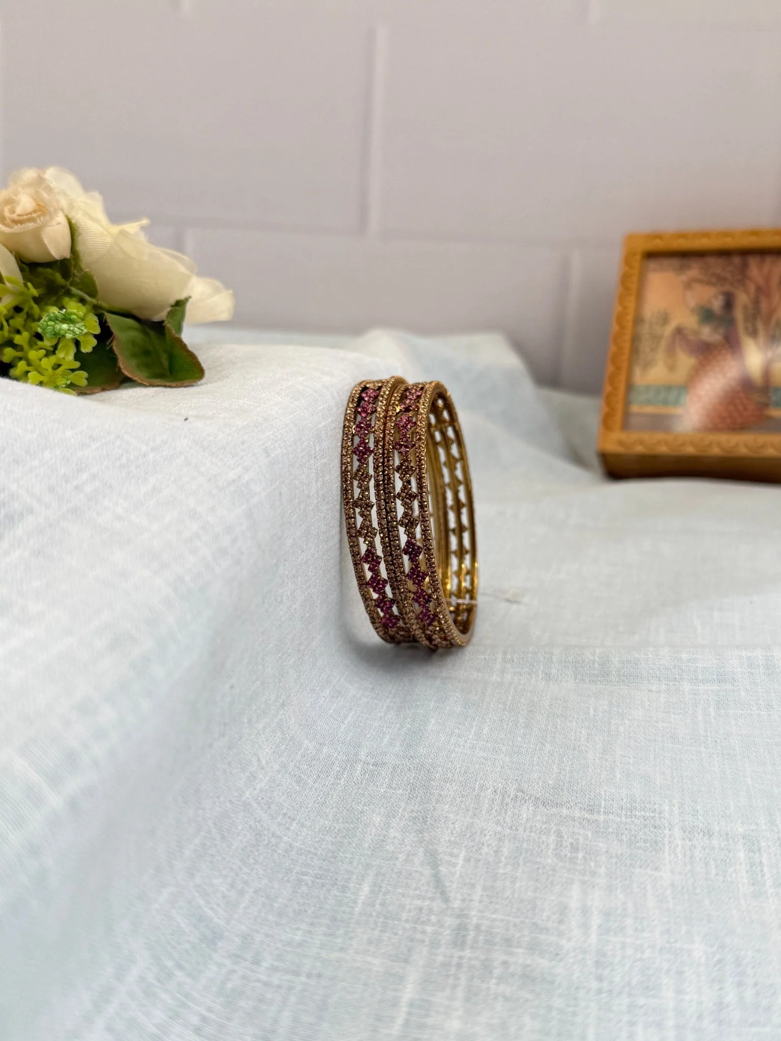 Designer Victorian Antique Stone Bangles 7000 - 9 Colors - Image 4