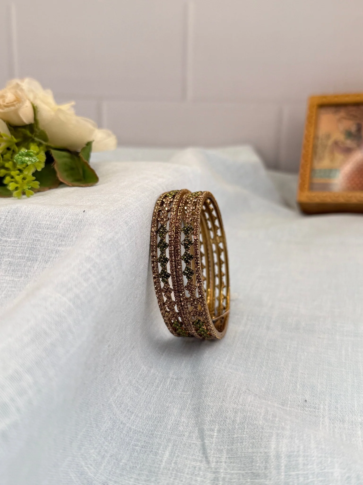 Designer Victorian Antique Stone Bangles 7000 - 9 Colors - Image 5